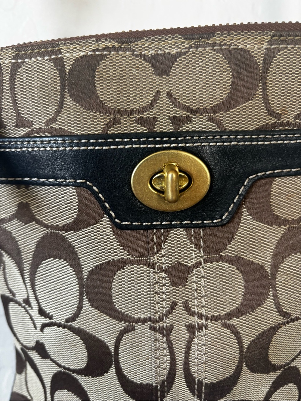 Coach Brown Signature Canvas Crossbody with Black Trim - Picture 9 of 12